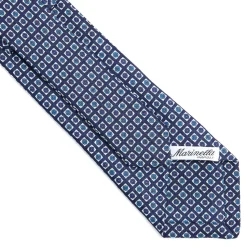 E.Marinella CRAVATTE|Cravatte In Lino E Cotone|CRAVATTA SARTORIALE IN LINO BLU Microfantasia fiore