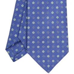 E.Marinella CRAVATTE|Cravatte In Lino E Cotone|CRAVATTA SARTORIALE IN LINO BLU Microfantasia fiore