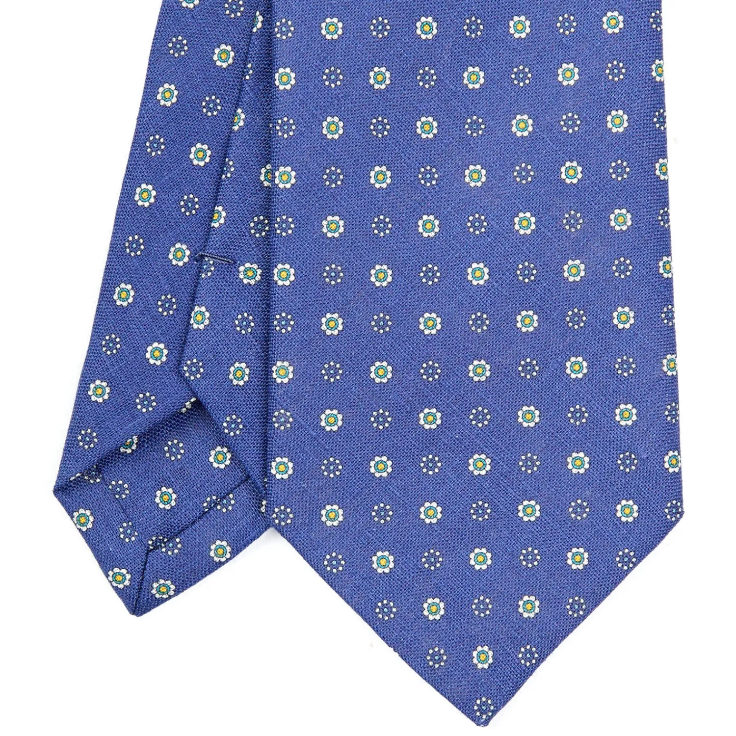 E.Marinella CRAVATTE|Cravatte In Lino E Cotone|CRAVATTA SARTORIALE IN LINO BLU Microfantasia fiore