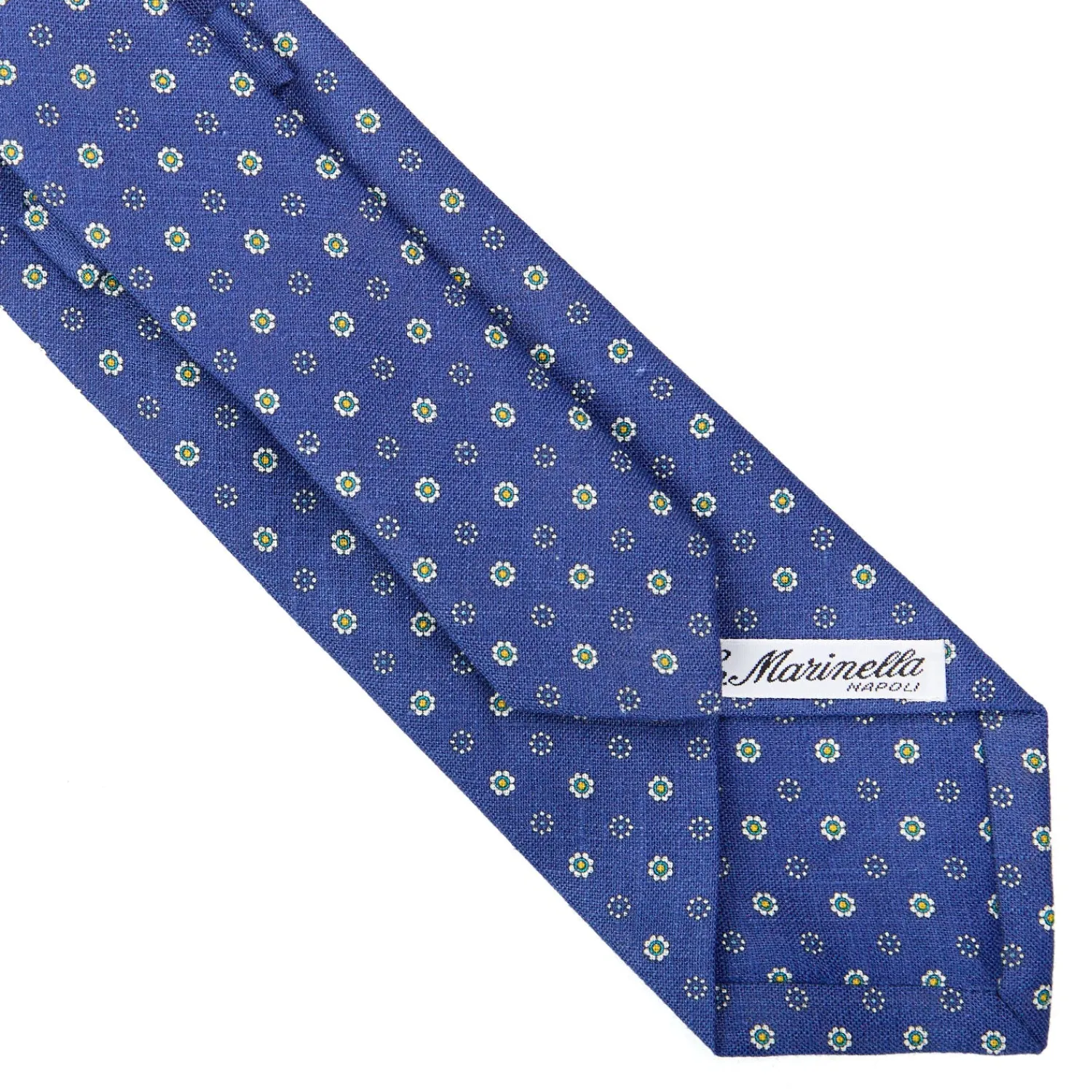 E.Marinella CRAVATTE|Cravatte In Lino E Cotone|CRAVATTA SARTORIALE IN LINO BLU Microfantasia fiore