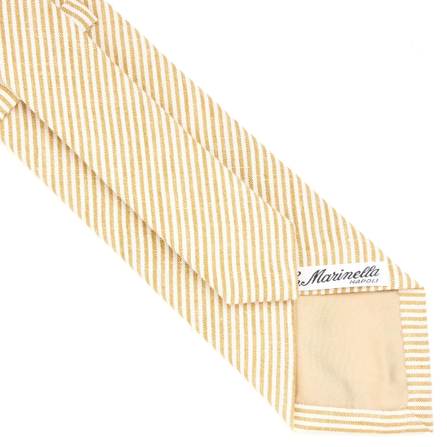 E.Marinella CRAVATTE|Cravatte Regimental E Rigate|CRAVATTA SARTORIALE IN LINO E COTONE GIALLA Rigata