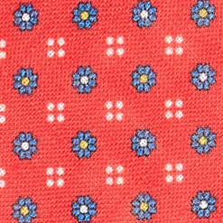 E.Marinella CRAVATTE|Cravatte In Lino E Cotone|CRAVATTA SARTORIALE IN LINO ROSSA Microfantasia fiore