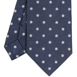 E.Marinella CRAVATTE|Cravatte In Seta Jacquard|CRAVATTA SARTORIALE IN SETA JACQUARD BLU Con fiocco di neve