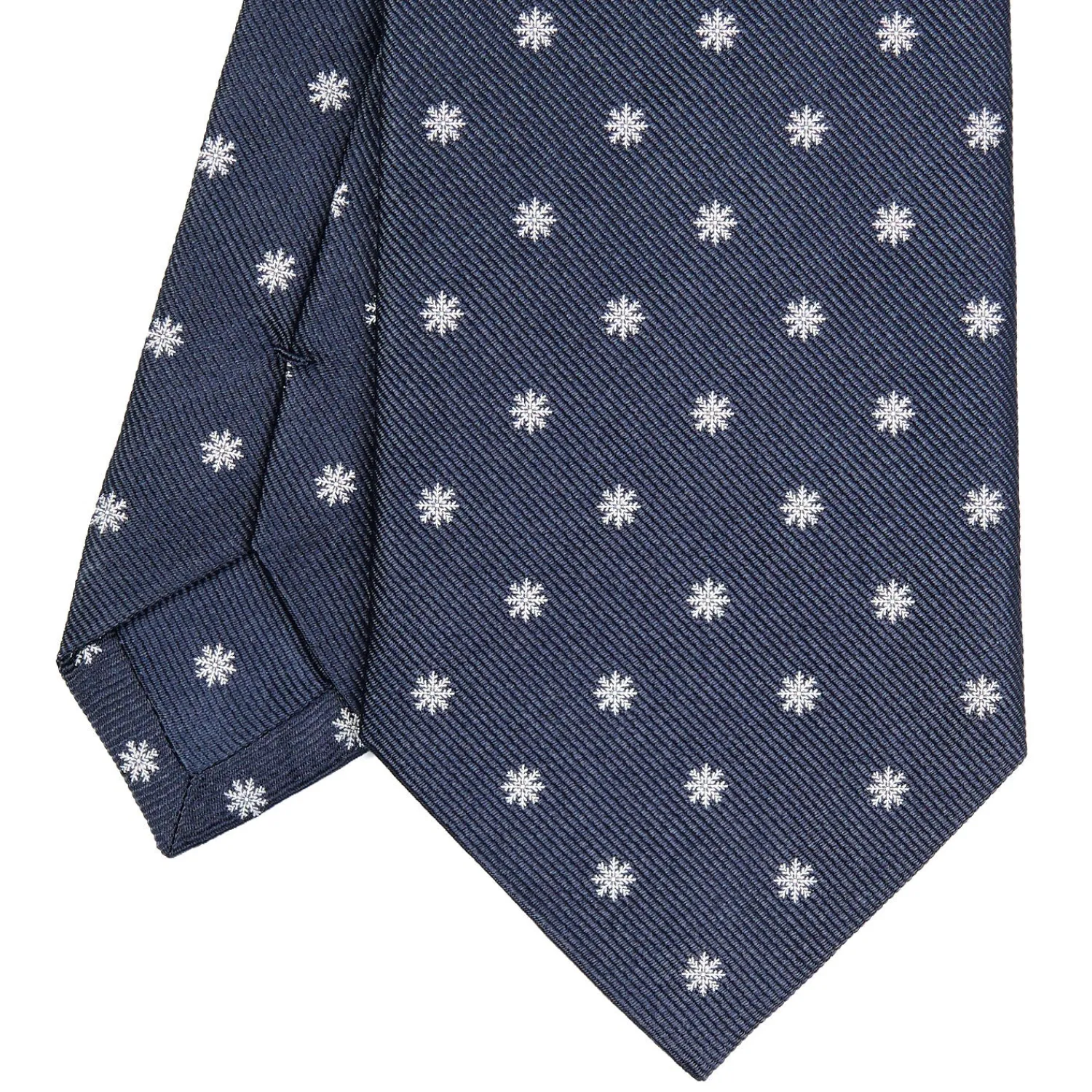 E.Marinella CRAVATTE|Cravatte In Seta Jacquard|CRAVATTA SARTORIALE IN SETA JACQUARD BLU Con fiocco di neve