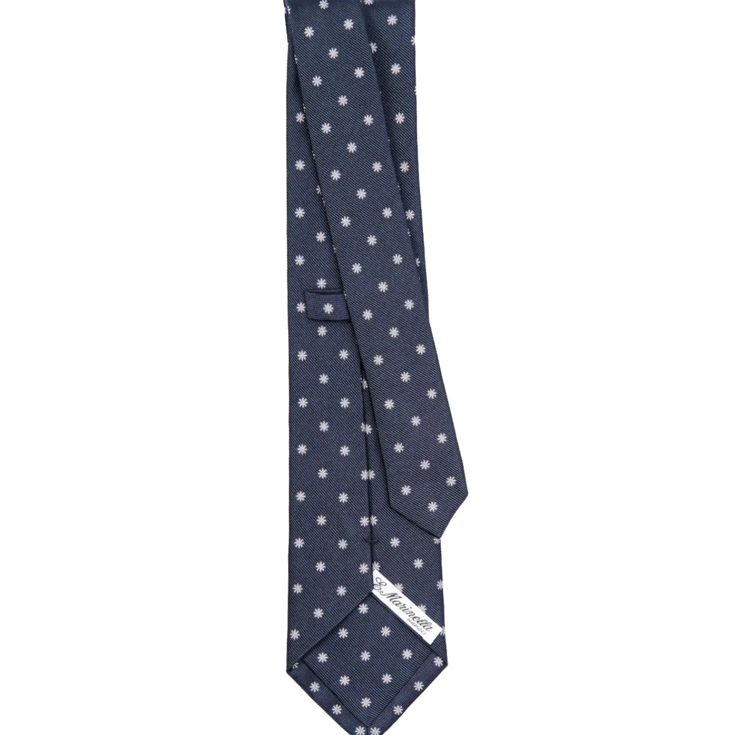 E.Marinella CRAVATTE|Cravatte In Seta Jacquard|CRAVATTA SARTORIALE IN SETA JACQUARD BLU Con fiocco di neve