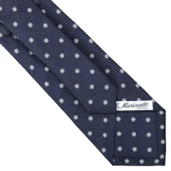 E.Marinella CRAVATTE|Cravatte In Seta Jacquard|CRAVATTA SARTORIALE IN SETA JACQUARD BLU Con fiocco di neve