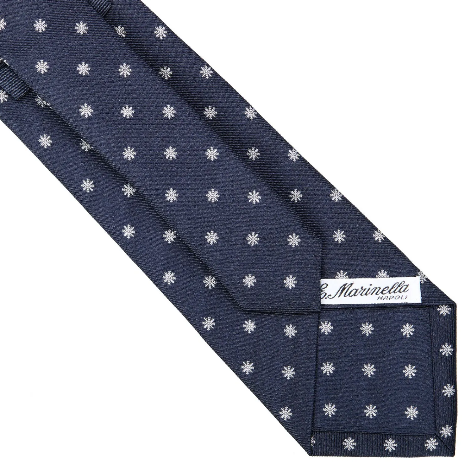 E.Marinella CRAVATTE|Cravatte In Seta Jacquard|CRAVATTA SARTORIALE IN SETA JACQUARD BLU Con fiocco di neve