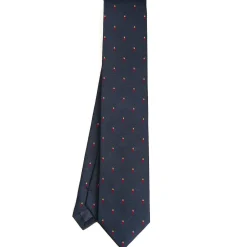E.Marinella CRAVATTE|Cravatte In Seta Jacquard|CRAVATTA SARTORIALE IN SETA JACQUARD BLU Con cornetto sparso