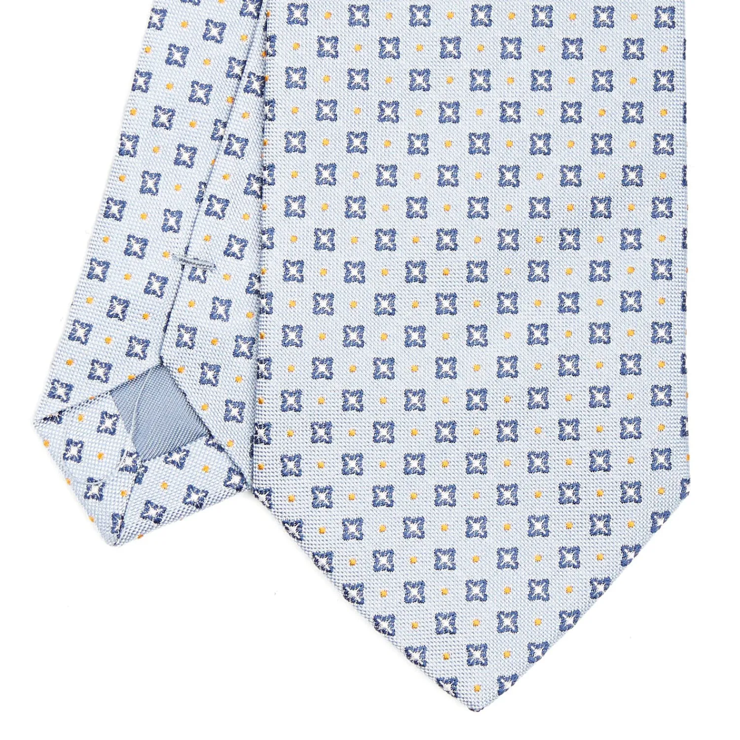 E.Marinella CRAVATTE|Cravatte In Seta Jacquard|CRAVATTA SARTORIALE IN SETA JACQUARD AZZURRA Microfantasia fiore