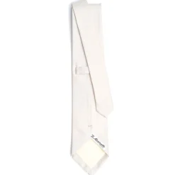 E.Marinella CRAVATTE|Cravatte In Seta Jacquard|CRAVATTA SARTORIALE IN SETA JACQUARD BIANCA Tinta unita