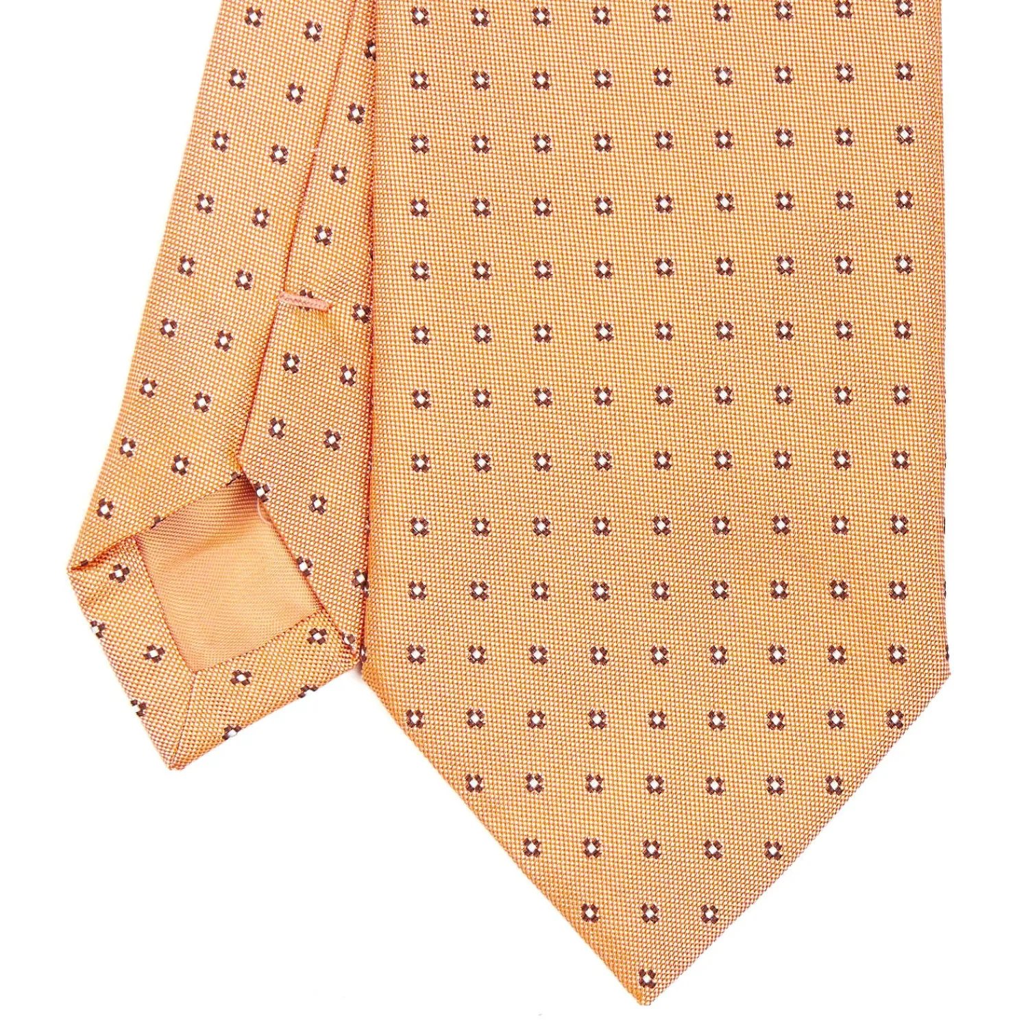 E.Marinella CRAVATTE|Cravatte In Seta Jacquard|CRAVATTA SARTORIALE IN SETA JACQUARD ARANCIONE Microfantasia fiore