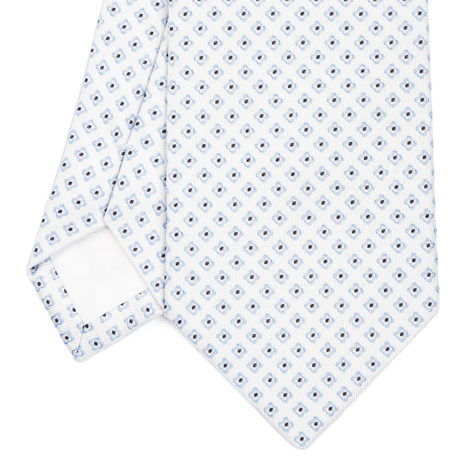 E.Marinella CRAVATTE|Cravatte In Seta Jacquard|CRAVATTA SARTORIALE IN SETA JACQUARD BIANCA Microfantasia fiore