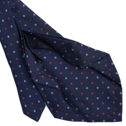 E.Marinella CRAVATTE|Cravatte 7 Pieghe|CRAVATTA SARTORIALE 7 PIEGHE IN SETA BLU SCURO Microfantasia fiore