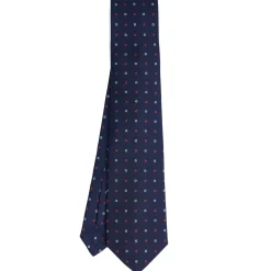 E.Marinella CRAVATTE|Cravatte 7 Pieghe|CRAVATTA SARTORIALE 7 PIEGHE IN SETA BLU SCURO Microfantasia fiore