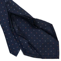 E.Marinella CRAVATTE|Cravatte 7 Pieghe|CRAVATTA SARTORIALE 7 PIEGHE IN SETA BLU SCURO Microfantasia fiore