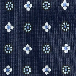 E.Marinella CRAVATTE|Cravatte 7 Pieghe|CRAVATTA SARTORIALE 7 PIEGHE IN SETA BLU SCURO Microfantasia fiore