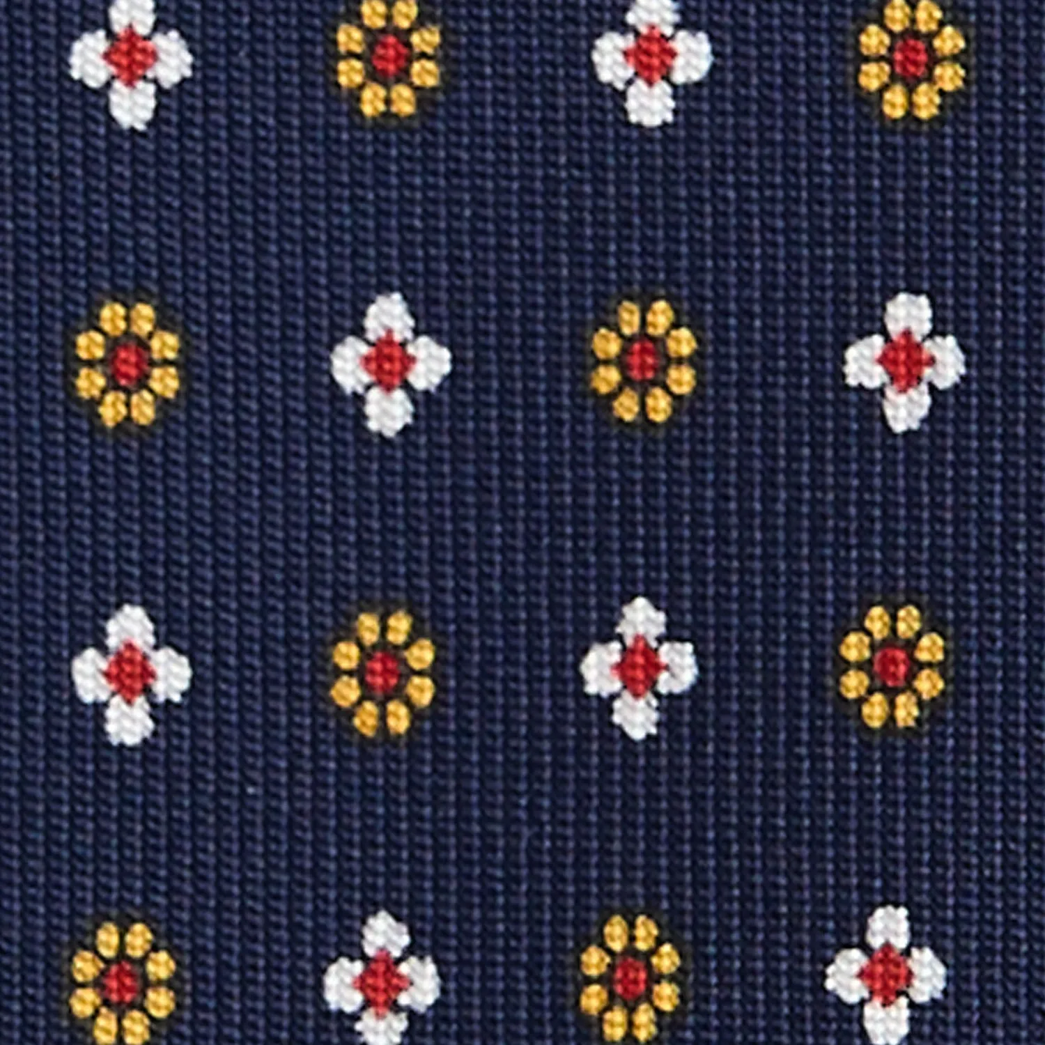 E.Marinella CRAVATTE|Cravatte 7 Pieghe|CRAVATTA SARTORIALE 7 PIEGHE IN SETA BLU SCURO Microfantasia fiore