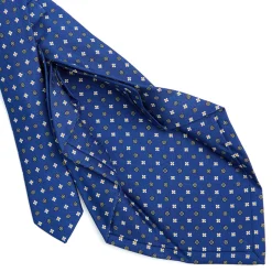 E.Marinella CRAVATTE|Cravatte 7 Pieghe|CRAVATTA SARTORIALE 7 PIEGHE IN SETA BLU Microfantasia fiore