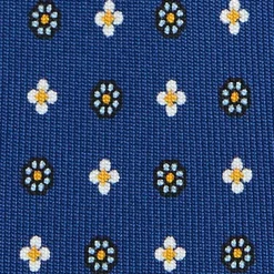 E.Marinella CRAVATTE|Cravatte 7 Pieghe|CRAVATTA SARTORIALE 7 PIEGHE IN SETA BLU Microfantasia fiore