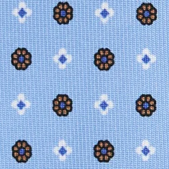 E.Marinella CRAVATTE|Cravatte 7 Pieghe|CRAVATTA SARTORIALE 7 PIEGHE IN SETA AZZURRA Microfantasia fiore