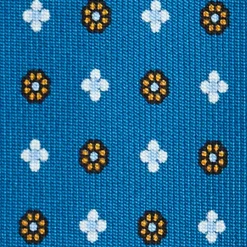 E.Marinella CRAVATTE|Cravatte 7 Pieghe|CRAVATTA SARTORIALE 7 PIEGHE IN SETA BLU MEDIO Microfantasia fiore
