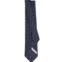 E.Marinella CRAVATTE|Cravatte 9 Pieghe|CRAVATTA SARTORIALE 9 PIEGHE IN SETA BLU SCURO Microfantasia fiore