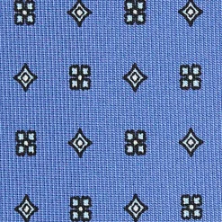 E.Marinella CRAVATTE|Cravatte 9 Pieghe|CRAVATTA SARTORIALE 9 PIEGHE IN SETA AZZURRO POLVERE Microfantasia fiore