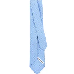 E.Marinella CRAVATTE|Cravatte 5 Pieghe|CRAVATTA SARTORIALE 5 PIEGHE IN SETA AZZURRA Microfantasia fiore