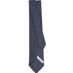 E.Marinella CRAVATTE|Cravatte 9 Pieghe|CRAVATTA SARTORIALE 9 PIEGHE IN SETA BLU SCURO Microfantasia fiore
