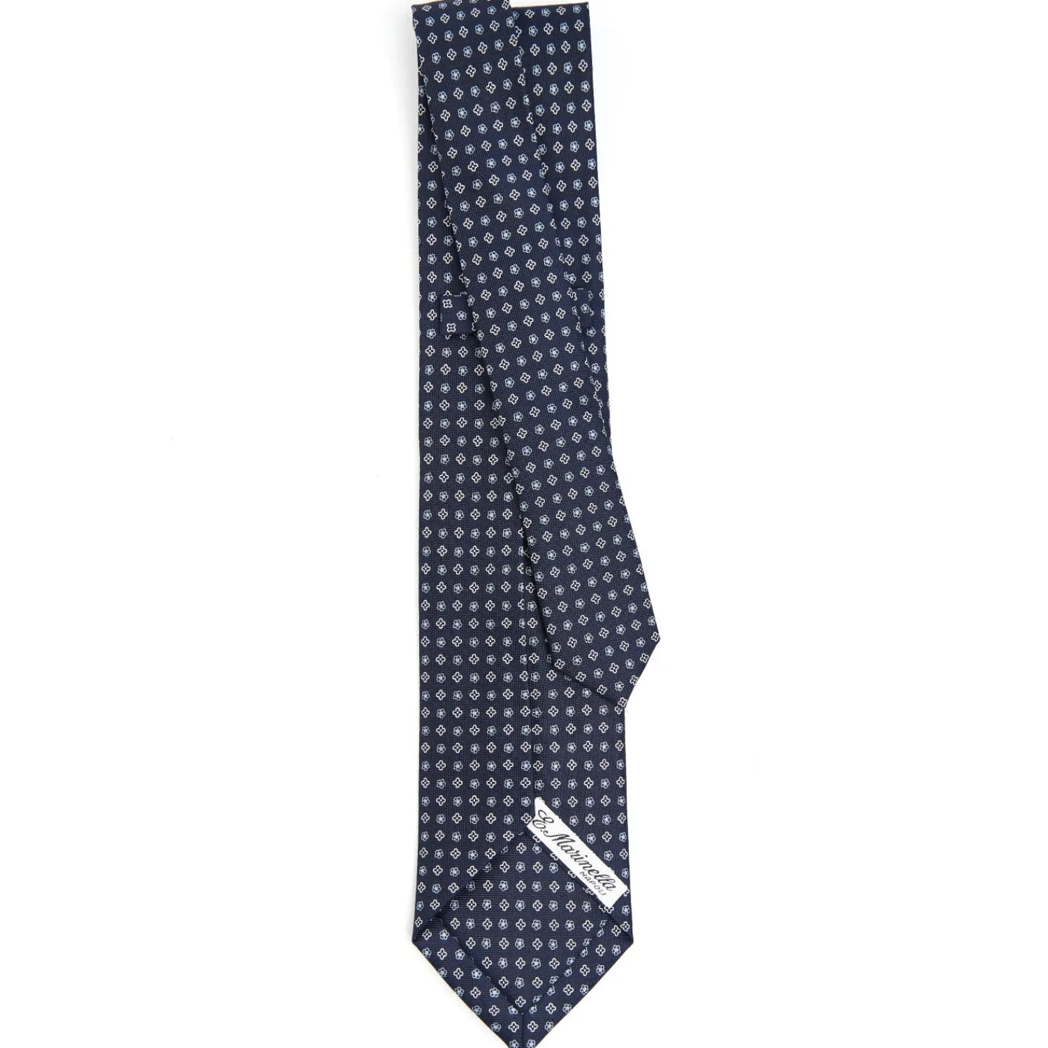E.Marinella CRAVATTE|Cravatte 9 Pieghe|CRAVATTA SARTORIALE 9 PIEGHE IN SETA BLU SCURO Microfantasia fiore