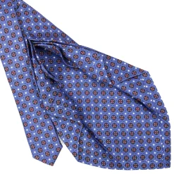 E.Marinella CRAVATTE|Cravatte 9 Pieghe|CRAVATTA SARTORIALE 9 PIEGHE IN SETA AZZURRO POLVERE Microfantasia fiore