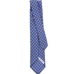 E.Marinella CRAVATTE|Cravatte 9 Pieghe|CRAVATTA SARTORIALE 9 PIEGHE IN SETA AZZURRO POLVERE Microfantasia fiore