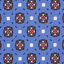 E.Marinella CRAVATTE|Cravatte 9 Pieghe|CRAVATTA SARTORIALE 9 PIEGHE IN SETA AZZURRO POLVERE Microfantasia fiore