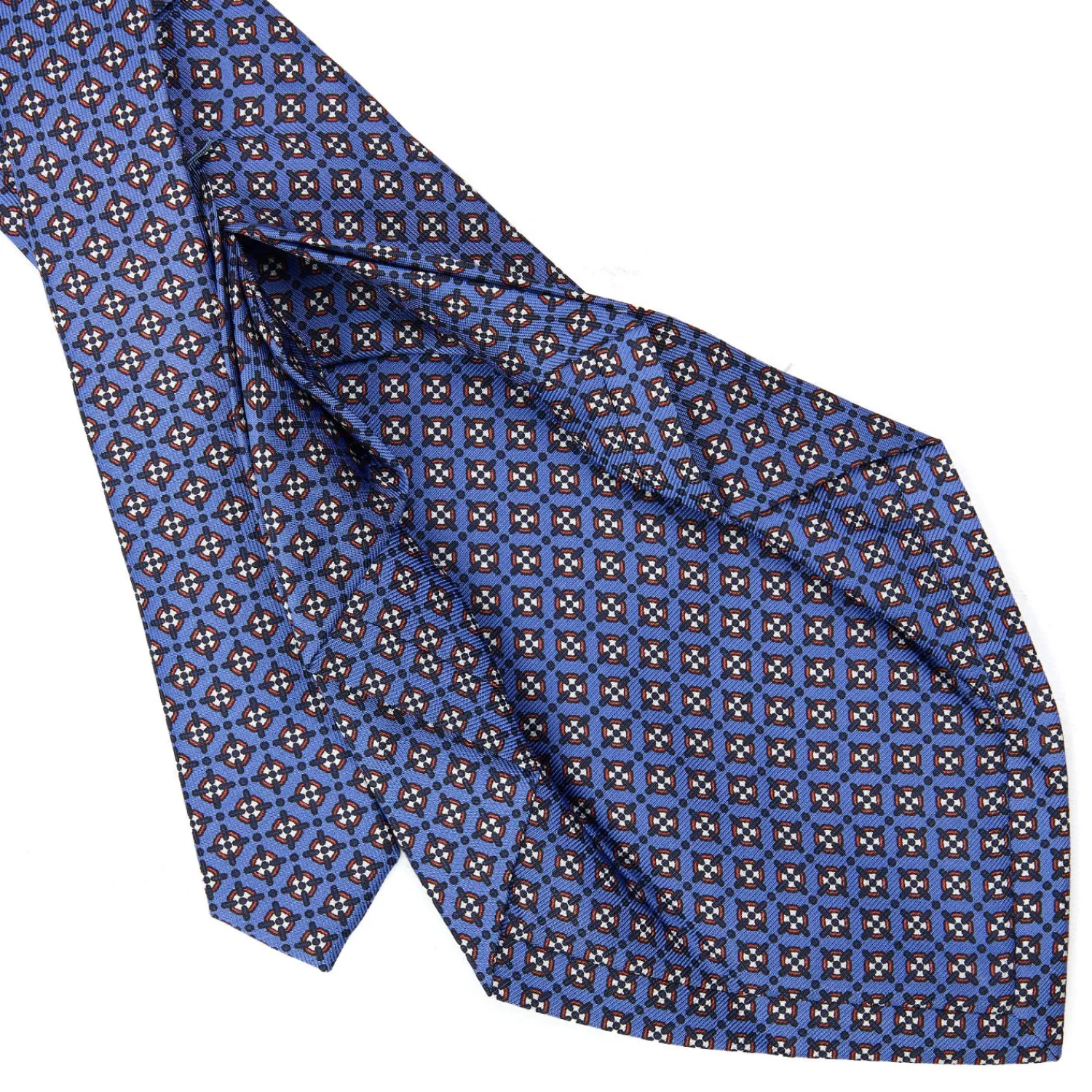 E.Marinella CRAVATTE|Cravatte 7 Pieghe|CRAVATTA SARTORIALE 7 PIEGHE IN SETA AZZURRO POLVERE Microfantasia fiore