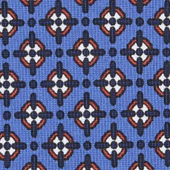 E.Marinella CRAVATTE|Cravatte 7 Pieghe|CRAVATTA SARTORIALE 7 PIEGHE IN SETA AZZURRO POLVERE Microfantasia fiore