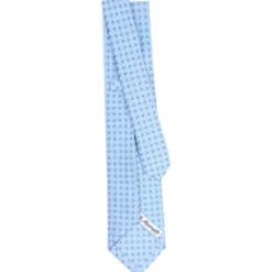E.Marinella CRAVATTE|Cravatte 5 Pieghe|CRAVATTA SARTORIALE 5 PIEGHE IN SETA AZZURRA Microfantasia fiore