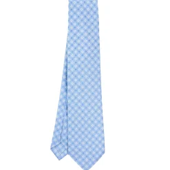 E.Marinella CRAVATTE|Cravatte 9 Pieghe|CRAVATTA SARTORIALE 9 PIEGHE IN SETA AZZURRA Microfantasia fiore