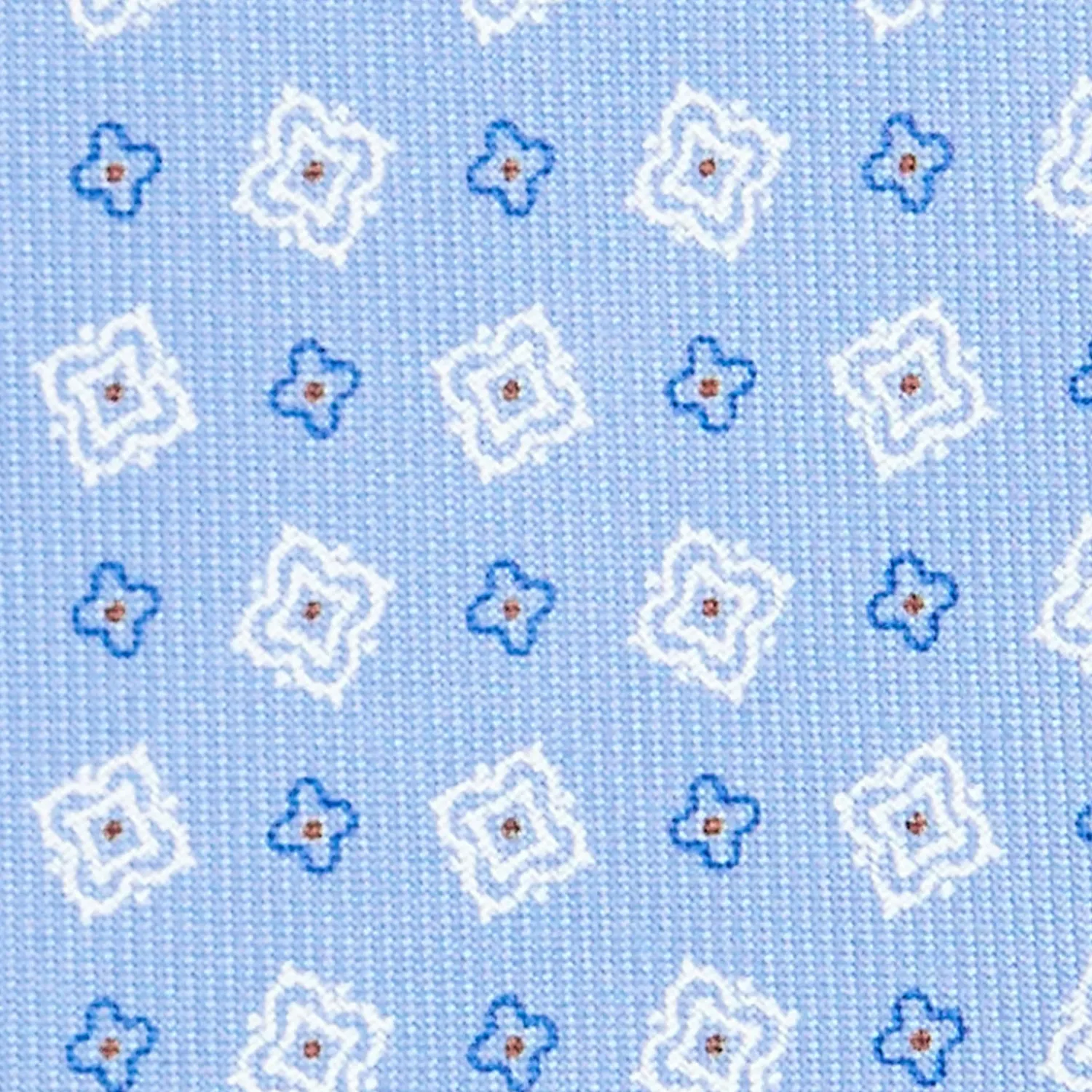 E.Marinella CRAVATTE|Cravatte 9 Pieghe|CRAVATTA SARTORIALE 9 PIEGHE IN SETA AZZURRA Microfantasia fiore