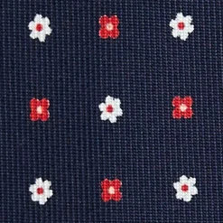 E.Marinella CRAVATTE|Cravatte 9 Pieghe|CRAVATTA SARTORIALE 9 PIEGHE IN SETA BLU SCURO Microfantasia fiore