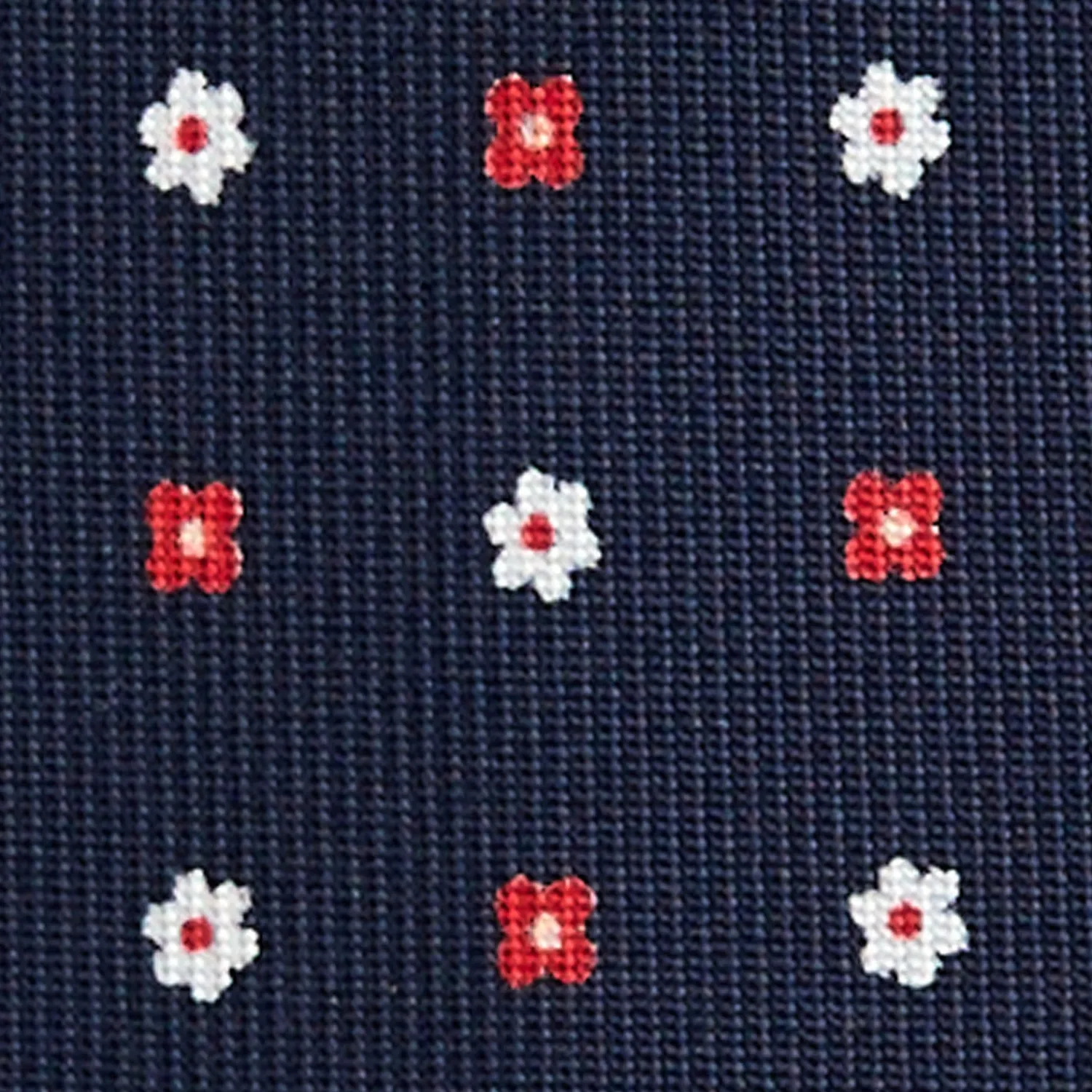E.Marinella CRAVATTE|Cravatte 9 Pieghe|CRAVATTA SARTORIALE 9 PIEGHE IN SETA BLU SCURO Microfantasia fiore