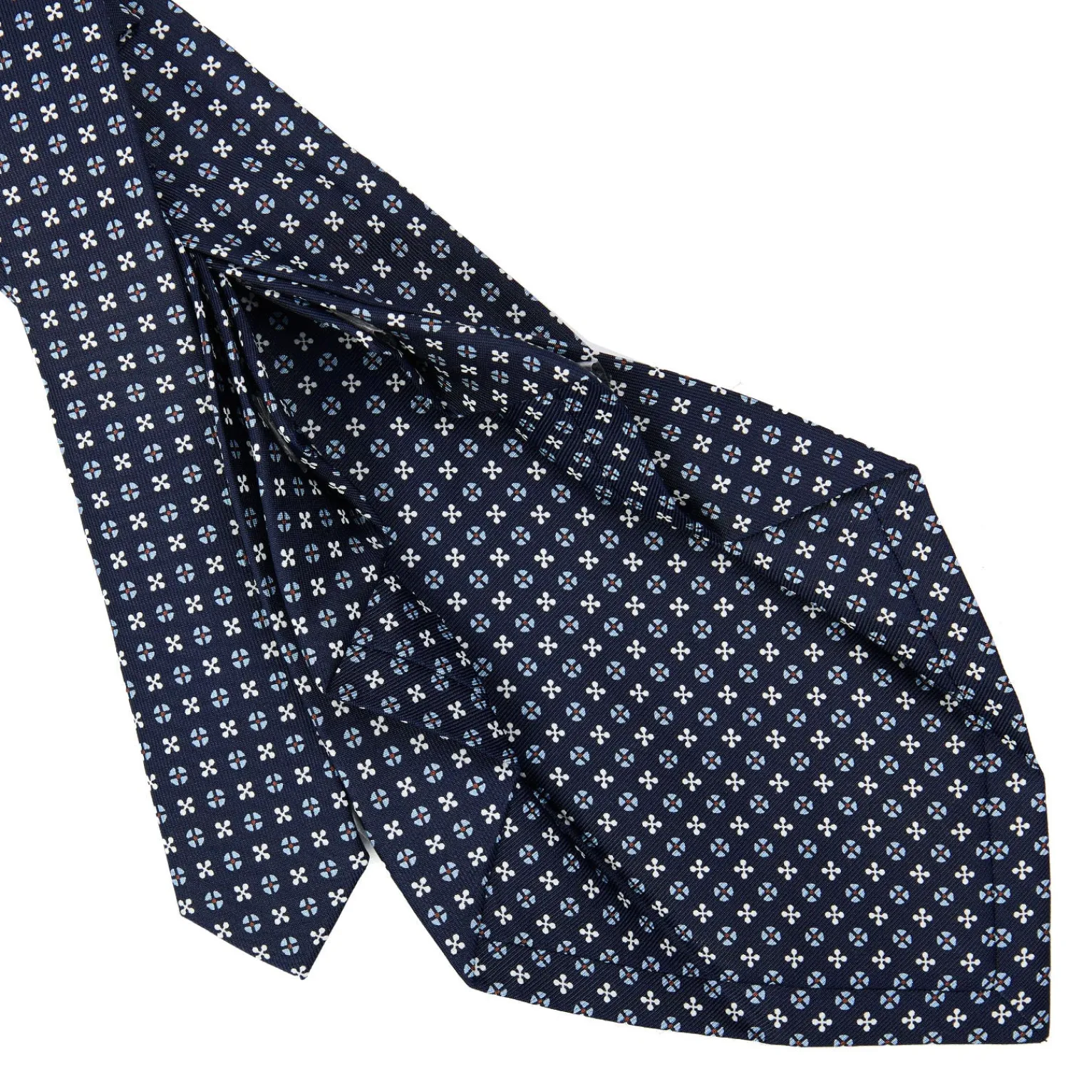 E.Marinella CRAVATTE|Cravatte 9 Pieghe|CRAVATTA SARTORIALE 9 PIEGHE IN SETA BLU SCURO Microfantasia fiore