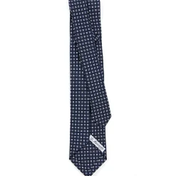 E.Marinella CRAVATTE|Cravatte 9 Pieghe|CRAVATTA SARTORIALE 9 PIEGHE IN SETA BLU SCURO Microfantasia fiore