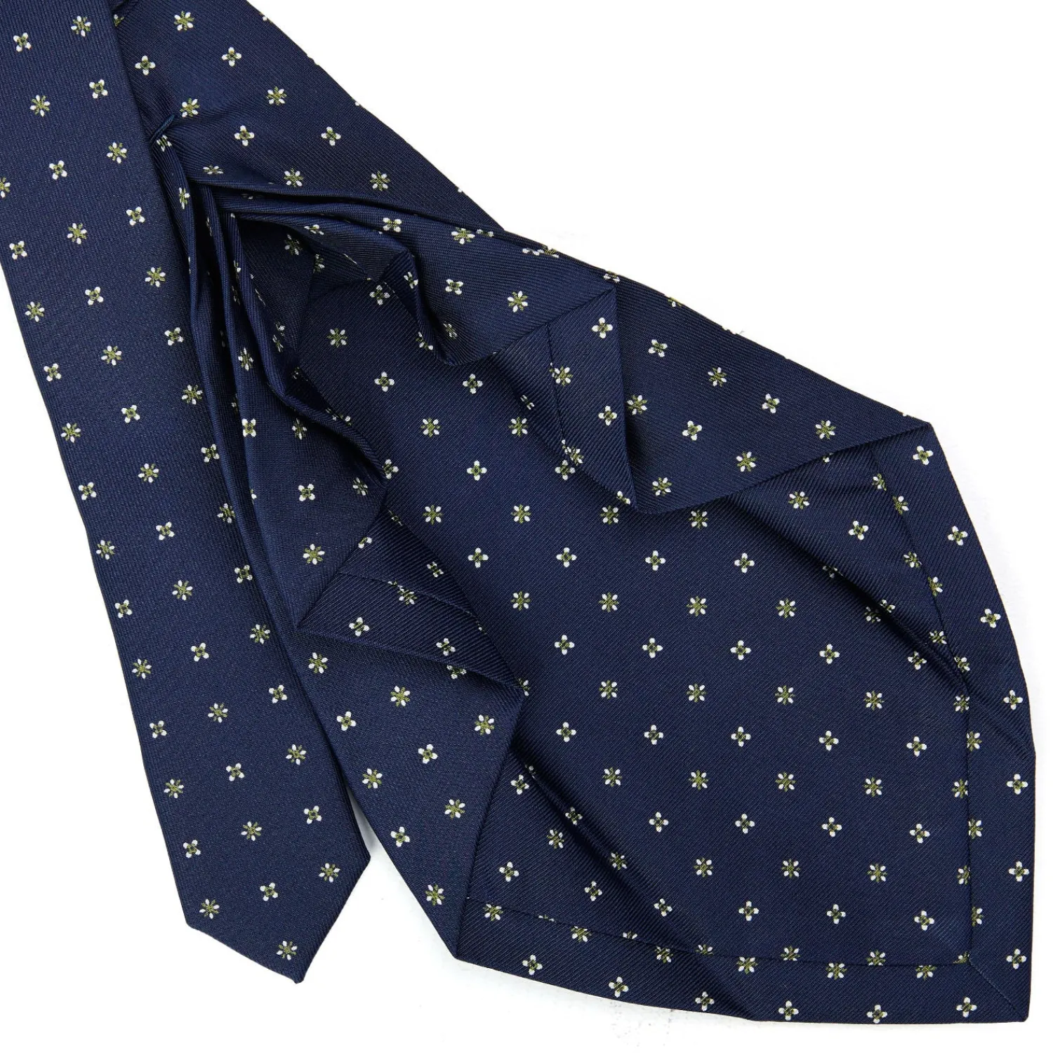 E.Marinella CRAVATTE|Cravatte 9 Pieghe|CRAVATTA SARTORIALE 9 PIEGHE IN SETA BLU SCURO Microfantasia fiore
