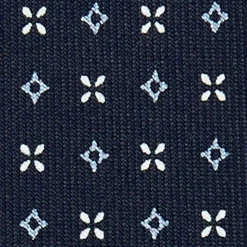 E.Marinella CRAVATTE|Cravatte 9 Pieghe|CRAVATTA SARTORIALE 9 PIEGHE IN SETA BLU SCURO Microfantasia fiore