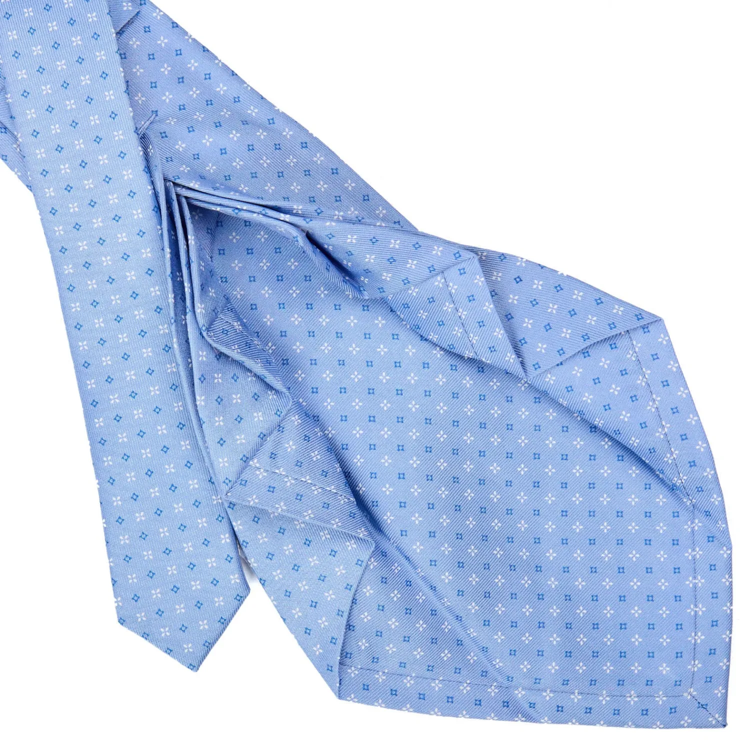 E.Marinella CRAVATTE|Cravatte 9 Pieghe|CRAVATTA SARTORIALE 9 PIEGHE IN SETA AZZURRA Microfantasia fiore