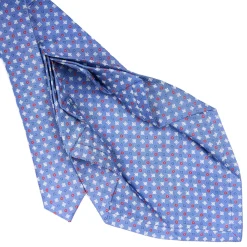 E.Marinella CRAVATTE|Cravatte 9 Pieghe|CRAVATTA SARTORIALE 9 PIEGHE IN SETA AZZURRO POLVERE Microfantasia fiore