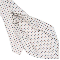E.Marinella CRAVATTE|Cravatte 7 Pieghe|CRAVATTA SARTORIALE 7 PIEGHE IN SETA BIANCA Microfantasia fiore