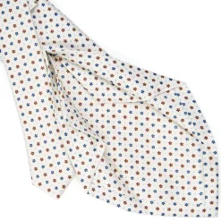 E.Marinella CRAVATTE|Cravatte 5 Pieghe|CRAVATTA SARTORIALE 5 PIEGHE IN SETA BIANCA Microfantasia fiore