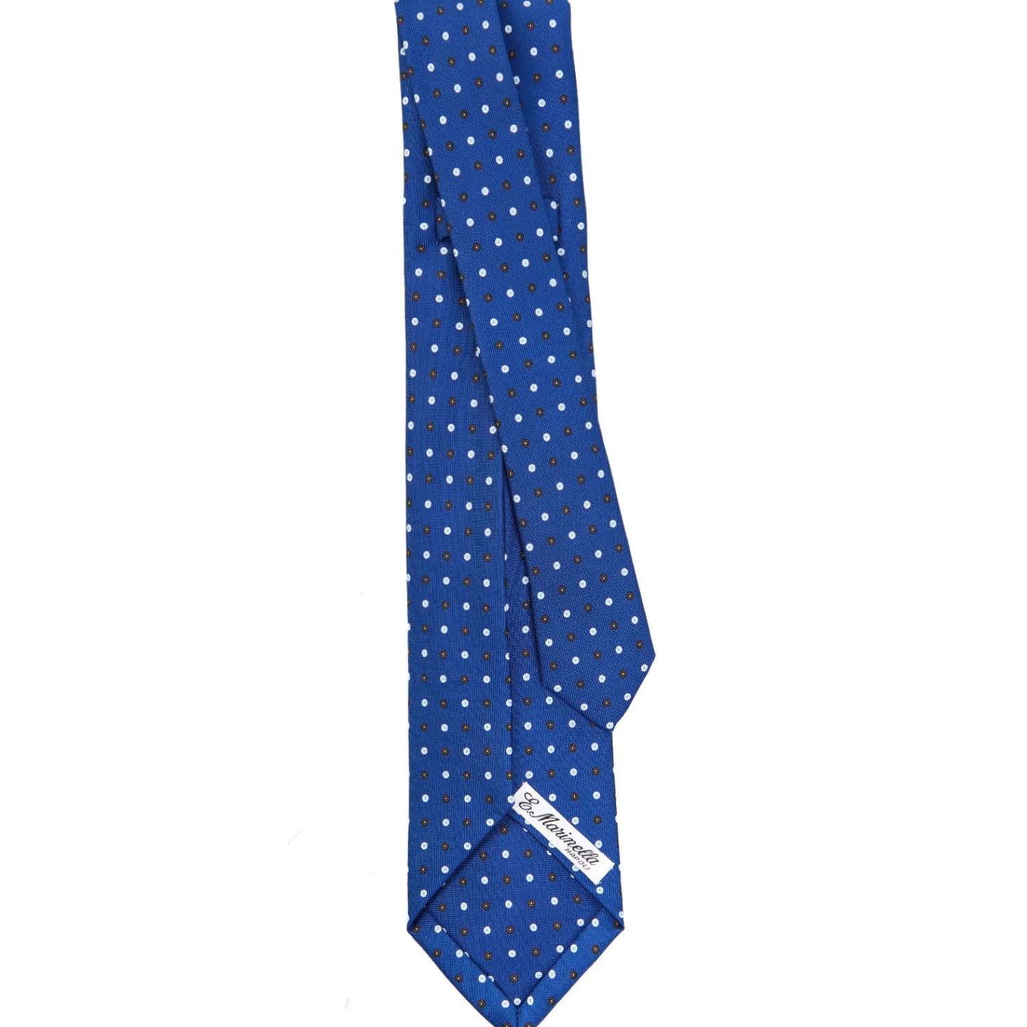 E.Marinella CRAVATTE|Cravatte 9 Pieghe|CRAVATTA SARTORIALE 9 PIEGHE IN SETA BLU Microfantasia fiore