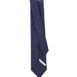E.Marinella CRAVATTE|Cravatte 9 Pieghe|CRAVATTA SARTORIALE 9 PIEGHE IN SETA BLU SCURO Microfantasia fiore